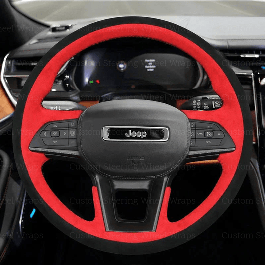 Steering-wheel-wrap-cover-alcantara-mesh-custom-perfect-fit-black-leather-red