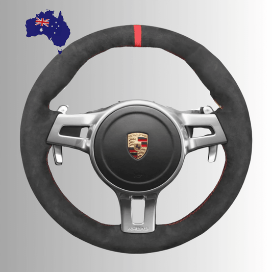 Steering Wheel Cover wrap for Porsche 911 (991) 2009-2016 / Boxster (981) 2009-2016 / Cayman (981) 2009-2016 / Cayenne 2011-2014 / Panamera 2013-2016