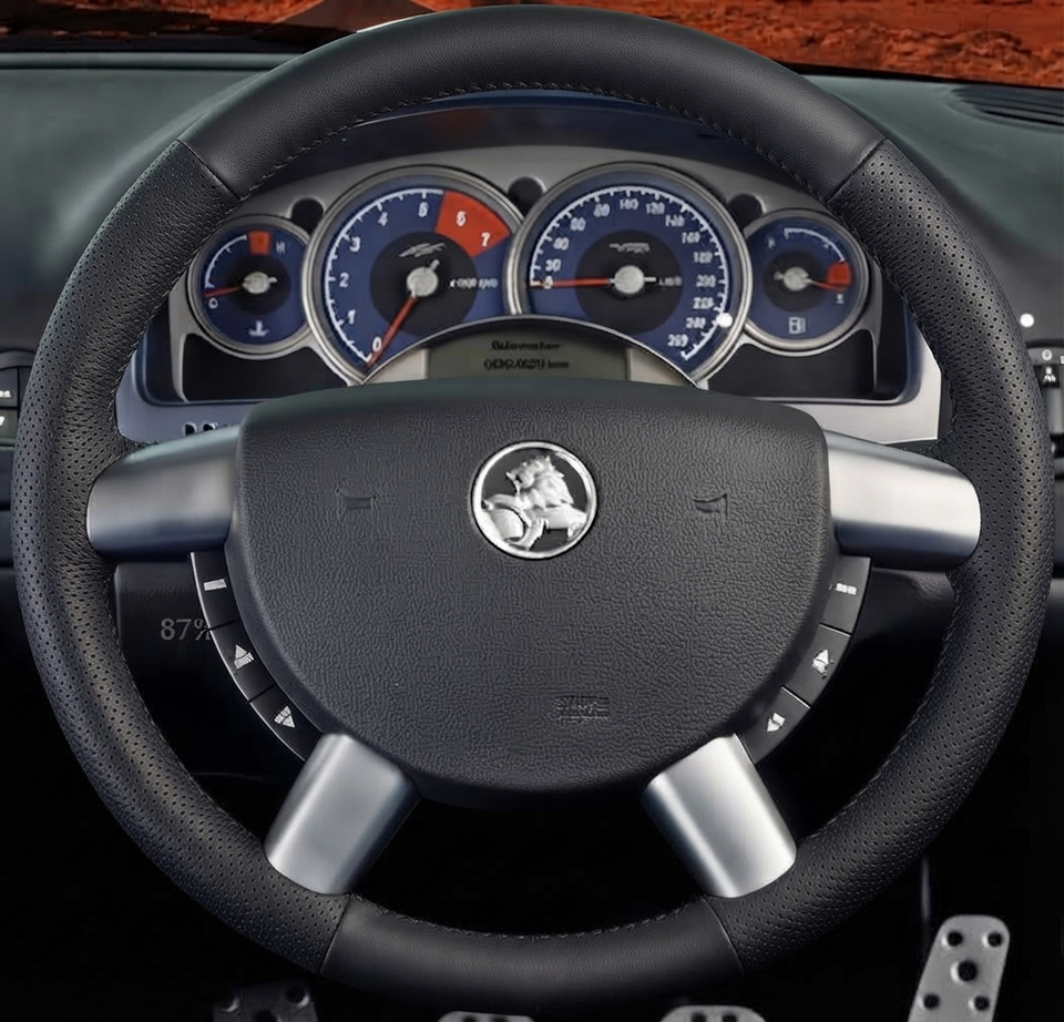 Leather Steering Wheel Cover Wrap for Holden Commodore SV6 2004-2007