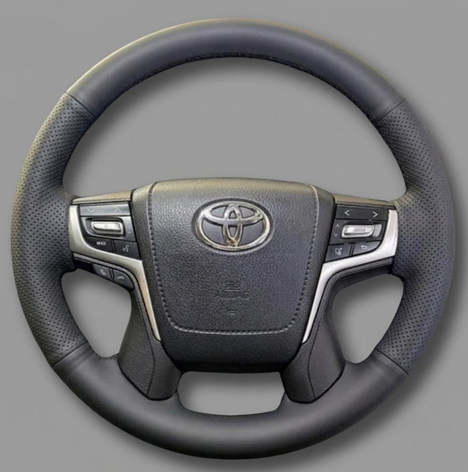 Leather Steering Wheel Cover Wrap for Toyota Land Cruiser Prado 150 Series 200 Series Crown 2013-2024