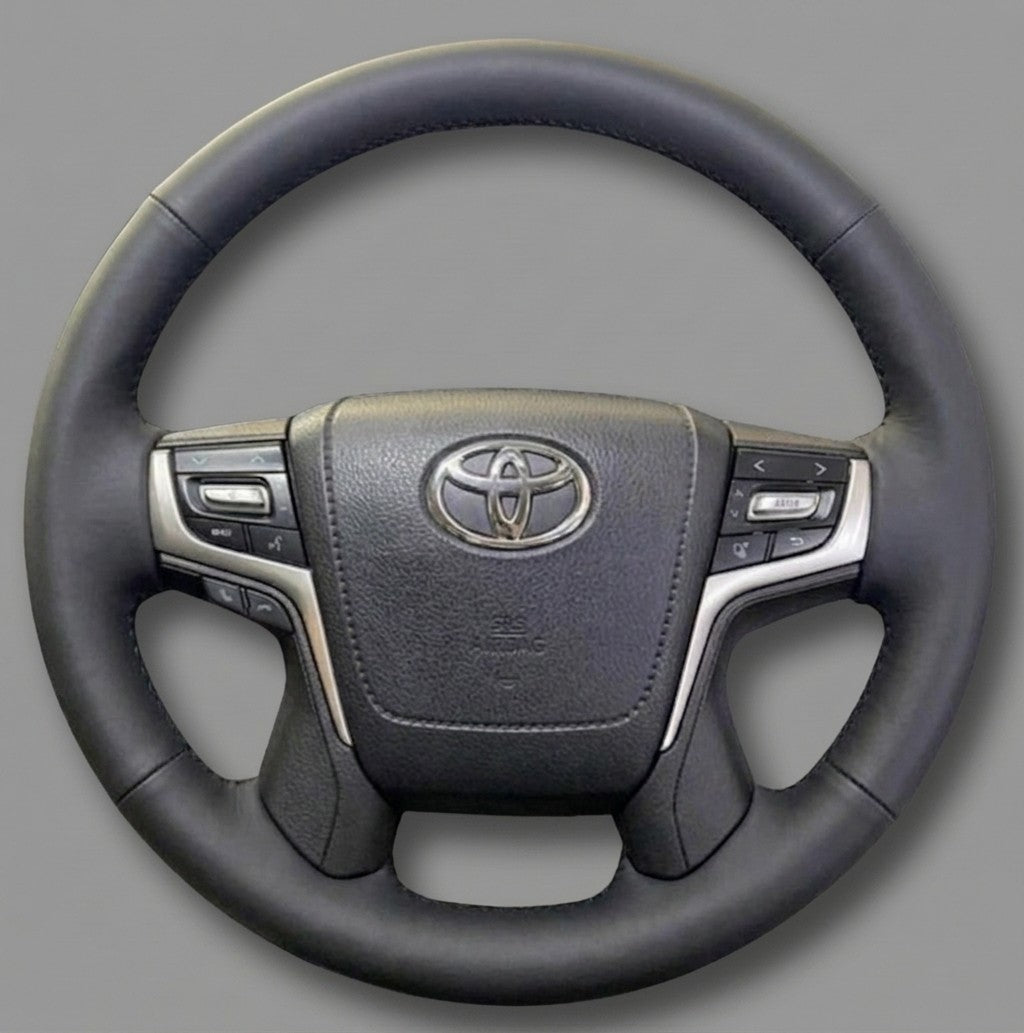 Leather Steering Wheel Cover Wrap for Toyota Land Cruiser Prado 150 Series 200 Series Crown 2013-2024