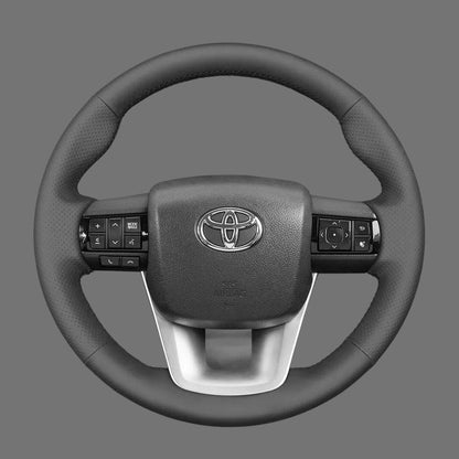 Leather Steering Wheel Cover Wrap for Toyota Hilux Fortuner Land Cruiser 2015-2025