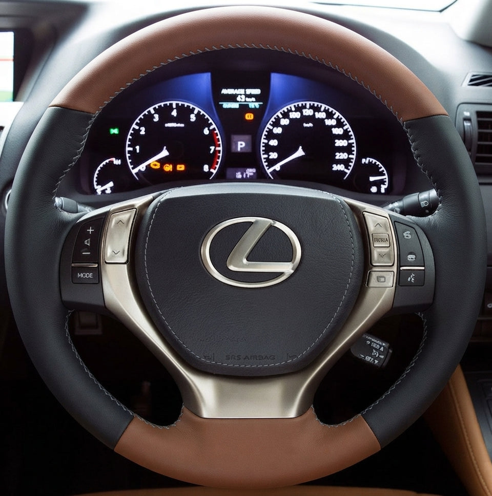 Leather Steering Wheel Cover Wrap for Lexus ES300h ES350 GX460 GS350 RX350 LX570 F Sport 2016-2021