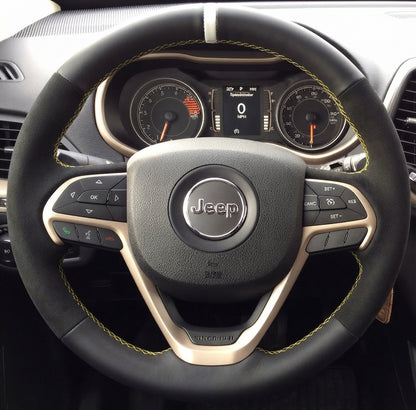 Leather Steering Wheel Cover Wrap for Jeep Grand Cherokee IV V WK2 2013-2023
