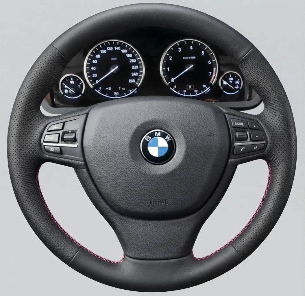 Leather Steering Wheel Cover Wrap for BMW 5 Series F07 F10 F11 7 Series F01 F02 2008-2017