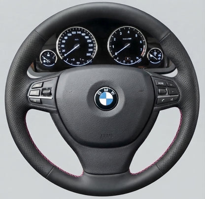 Leather Steering Wheel Cover Wrap for BMW 5 Series F07 F10 F11 7 Series F01 F02 2008-2017