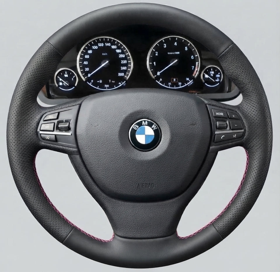 Leather Steering Wheel Cover Wrap for BMW 5 Series F07 F10 F11 7 Series F01 F02 2008-2017