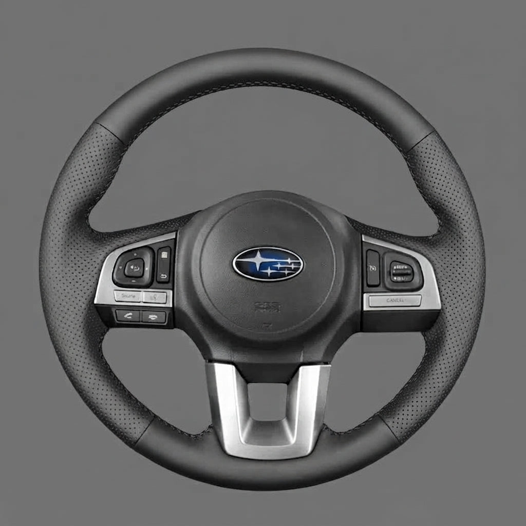 Leather Steering Wheel Cover Wrap for Subaru | XV Legacy Outback Forester Crosstrek 2015-2018