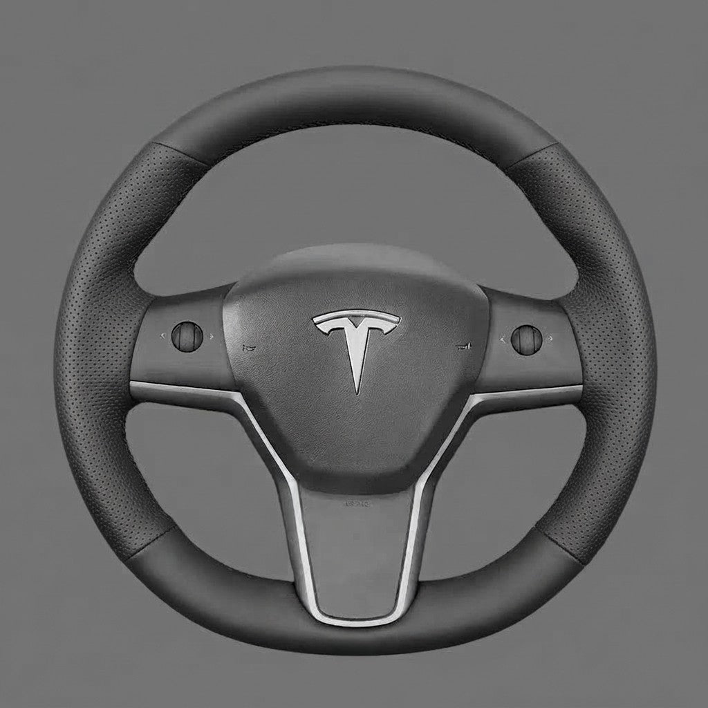 Leather Steering Wheel Cover Wrap for Tesla | Model 3 Y 3P YP 2017-2023