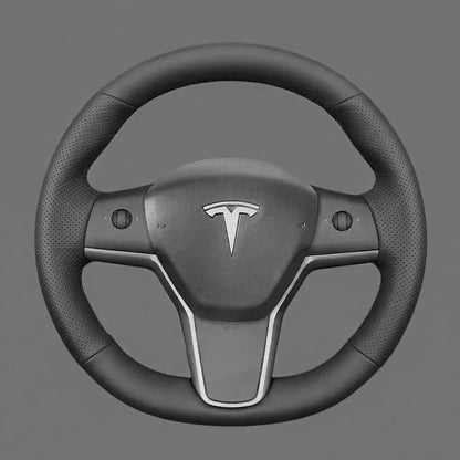 Leather Steering Wheel Cover Wrap for Tesla | Model 3 Y 3P YP 2017-2023
