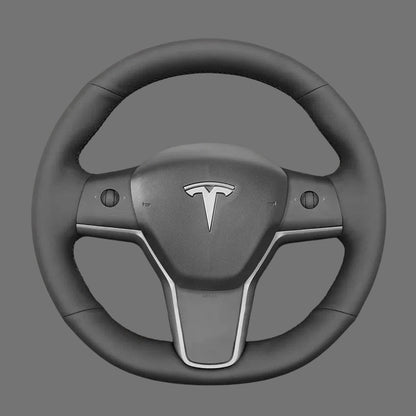 Leather Steering Wheel Cover Wrap for Tesla | Model 3 Y 3P YP 2017-2023