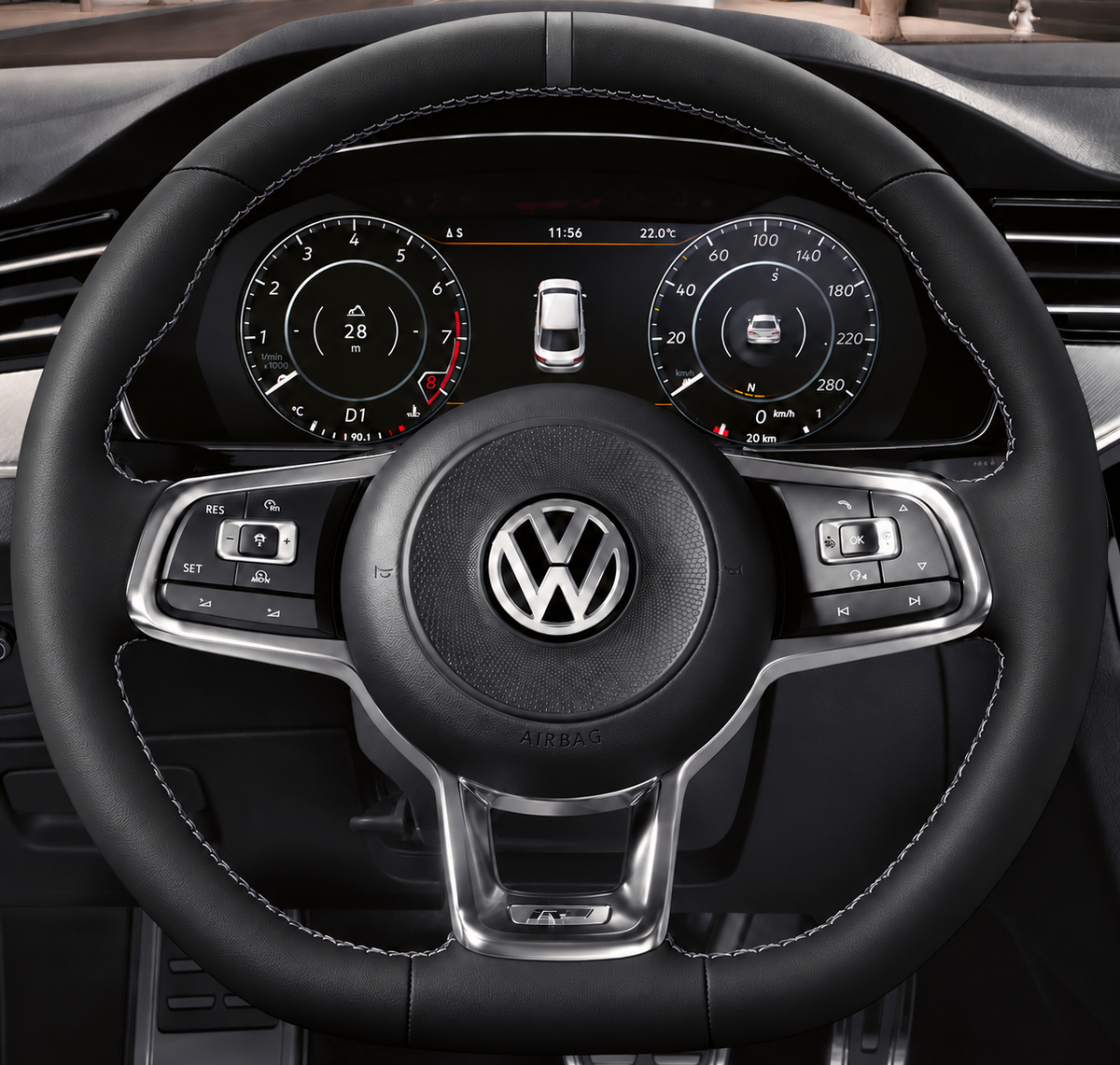 Leather Steering Wheel Cover Wrap for Volkswagen VW Golf GTI 7 2015-2021 / Golf R 2015-2019 / Jetta GLI 2015-2018