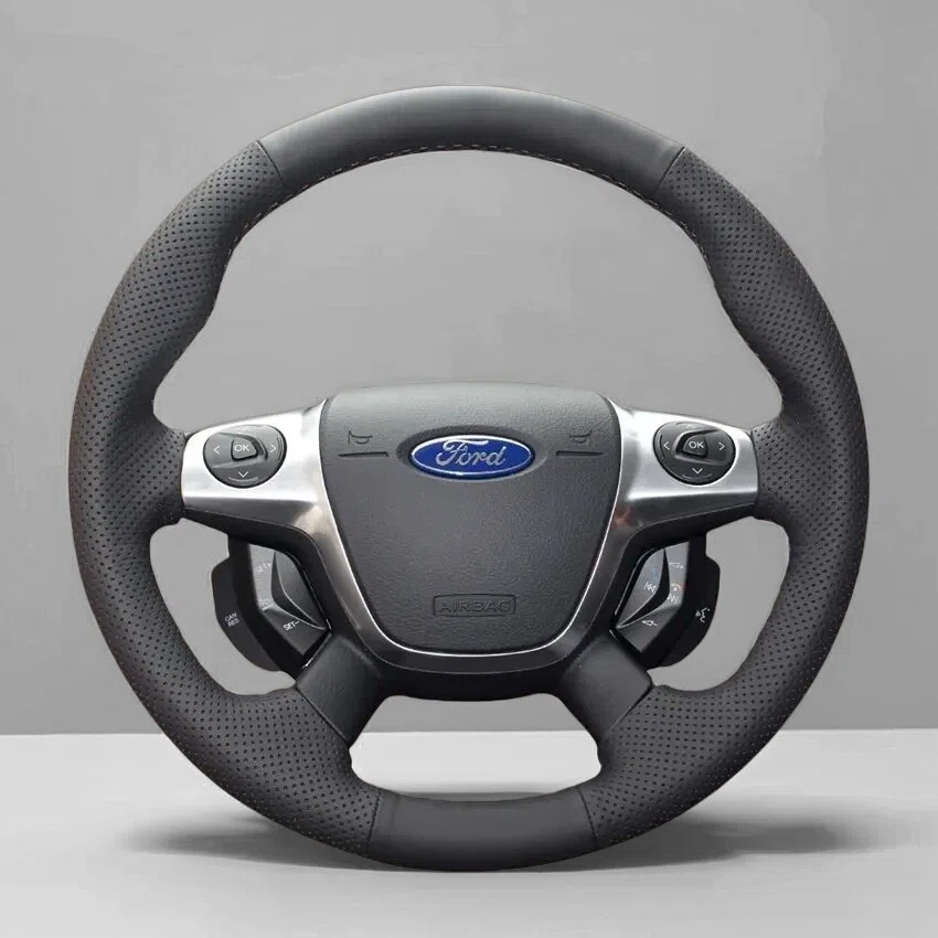 Steering Wheel Cover Wrap for Ford Grand C-Max Escape Kuga Focus III 2011-2018