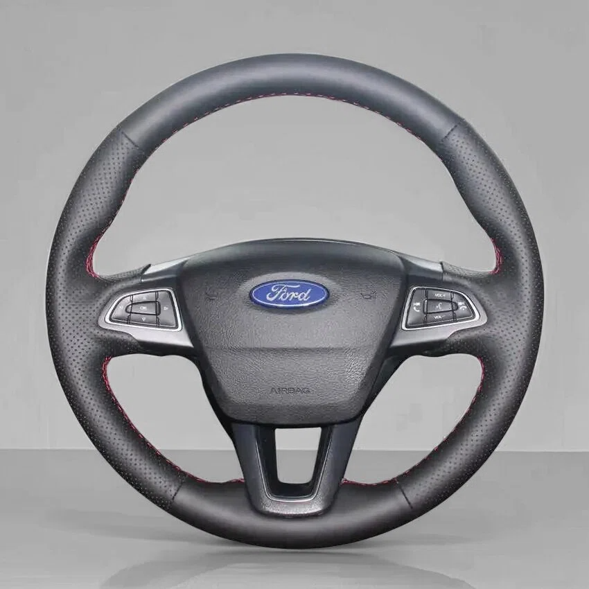 Steering Wheel Cover Wrap for Ford Focus III Escape Ecosport Kuga Grand C-MAX 2015-2023