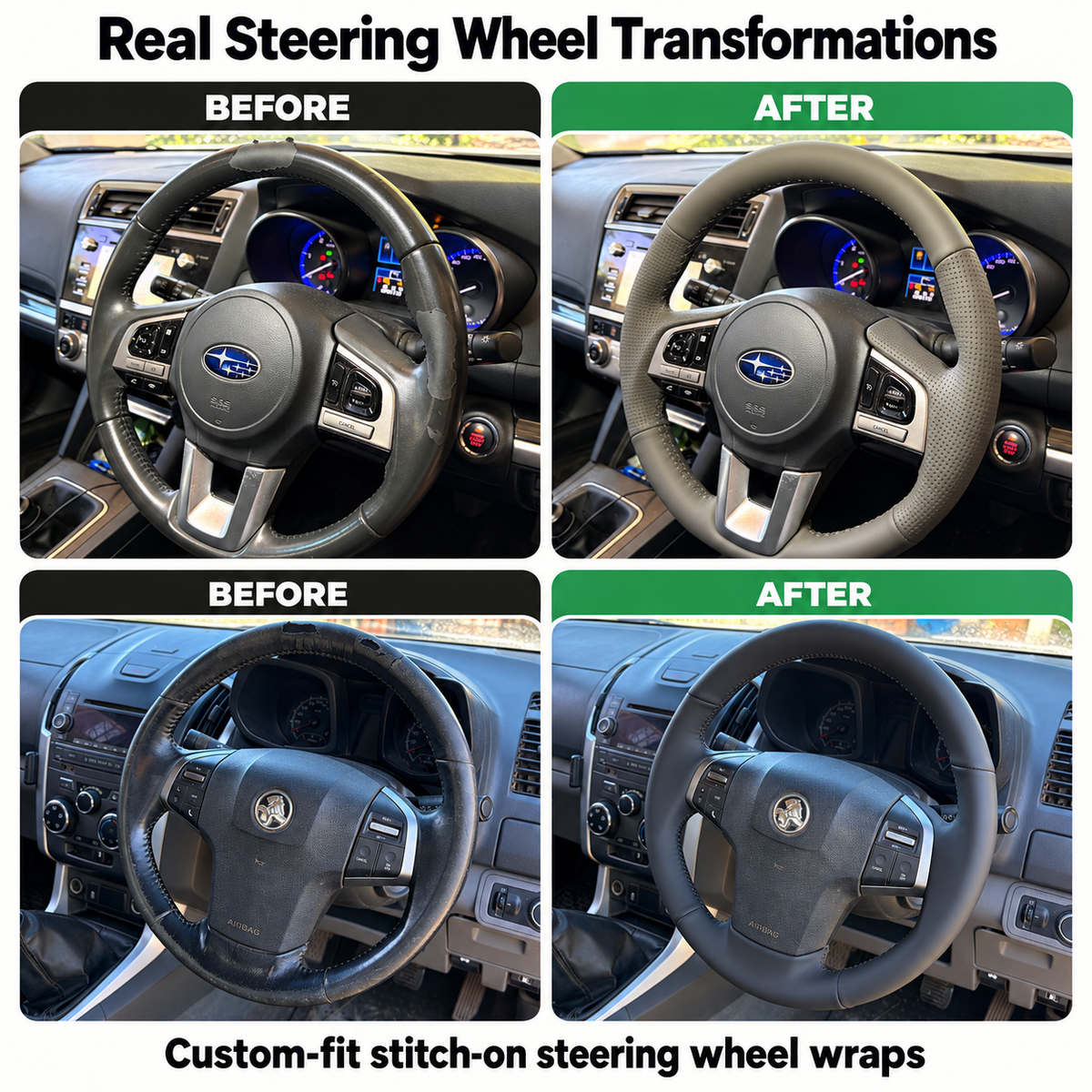 Leather Steering Wheel Cover Wrap for Isuzu | D-MAX 2013- 2015