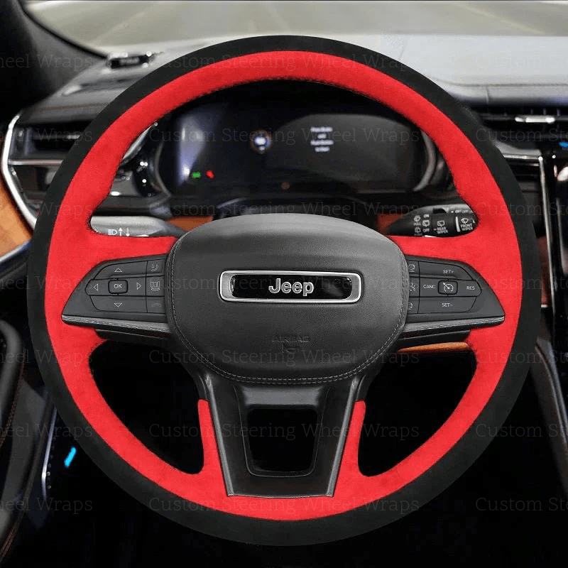 Steering-wheel-wrap-cover-alcantara-mesh-custom-perfect-fit-black-leather-red